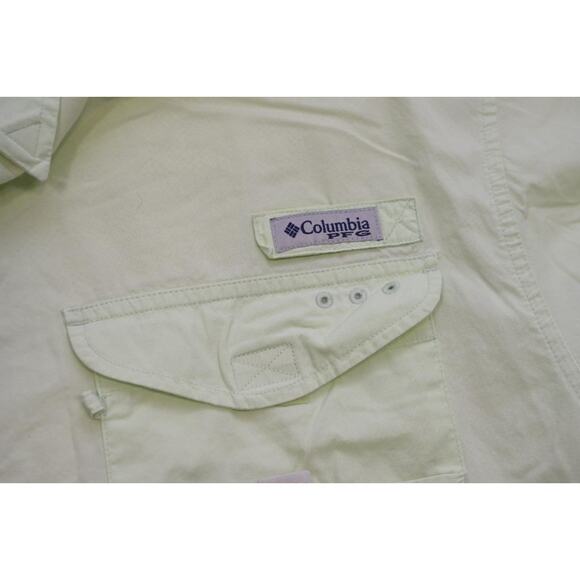 Columbia PFG Vented Fishing Shirt Light Green Performance Camp Shirt Mens Large - Picture 8 of 13